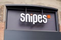 Snipes entrance logo brand fashion shop and text sign store on facade boutique