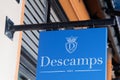 Descamps logo brand and text sign front of French store linen upholstery and decoration Royalty Free Stock Photo