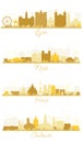 Toulouse, Paris, Nice, Lyon France City Skyline Silhouette Set Royalty Free Stock Photo