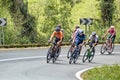 Tour of the Basque Country in Bilbao, Spain. Bike sportler climb the hill with speed Royalty Free Stock Photo