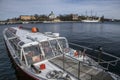 A tour boat in the harbor, Stockholm, Sweden. Royalty Free Stock Photo