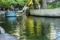 Tour Boat Sidewalks Tourists Reflection River Walk San Antonio Texas Royalty Free Stock Photo