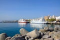 Tour boats along Ierapetra waterfront, Crete. Royalty Free Stock Photo