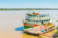 Tour boats on the banks of the Madeira River Royalty Free Stock Photo