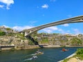 Tour boats cityscape bridge Porto