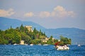 Tour boats near Isola Garda in Garda Lake Italy Royalty Free Stock Photo