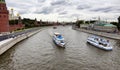 Tour boats / ships are on Moskva river.