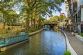 Tour Boats Sidewalks Tourists Reflection River Walk San Antonio Texas