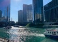 Tour boats and water taxis clog up the Chicago River waterway