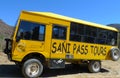 Tour bus climbing at Sani Pass trail between South Africa and Lesotho Royalty Free Stock Photo