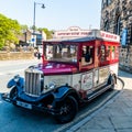 Tour Bus in Holmfirth Royalty Free Stock Photo