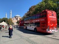 Tour bus service and Hagia Sofia, Istanbul, Turkey