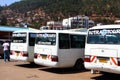 Tour buses in the Kigali, Rwanda bus station Royalty Free Stock Photo