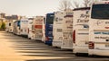 Tour Buses parked in parking lot