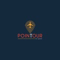 Tour company logos created from orange navigation and airplane vector design