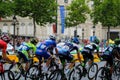 Tour de france, competition in Paris. Peloton.