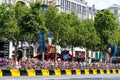 Tour de france, competition in Paris. Peloton.