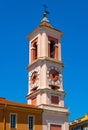 Tour de l\'Horloge clock tower at Palais Rusca Palace at Place du Palais de Justice Palace in Nice old town in France