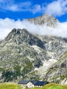 Tour de Mont Blanc hike with view along Dora di Ferret near Rifugio Elena