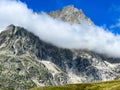 Tour de Mont Blanc hike with view along Dora di Ferret near Tete de Ferret