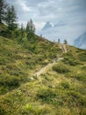 Tour de Mont Blanc between Rifugio Walter Bonatti and Chalet Val Ferret Royalty Free Stock Photo