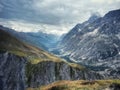 Tour de Mont Blanc between Rifugio Walter Bonatti and Chalet Val Ferret Royalty Free Stock Photo