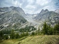 Tour de Mont Blanc between Rifugio Walter Bonatti and Chalet Val Ferret Royalty Free Stock Photo