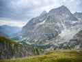 Tour de Mont Blanc between Rifugio Walter Bonatti and Chalet Val Ferret Royalty Free Stock Photo