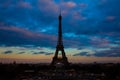 Tour Eiffel the most famous Parisian icon at sunset seen from Trocadero