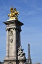 Tour Eiffel from Pont Alexandre III with blue sky. Paris, France. Royalty Free Stock Photo