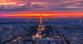 Tour Eiffel sunset panorama Royalty Free Stock Photo