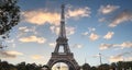 The Tour Eiffel at sunset  sky scene in Paris, France. Eiffel Tower is the tallest structure in Paris and one of the most visited Royalty Free Stock Photo