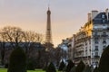 Tour Eiffel sunset on typical building Royalty Free Stock Photo