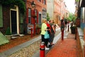 Tour Group Along Historic Elfreth Alley, Philadelphia