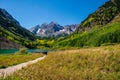 Tour Group Hiking by Maroon Bells Royalty Free Stock Photo