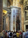 Tour Group in Saint Peter`s Basilica, Vatican, Rome