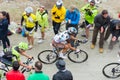 Tour of Italy: Cyclist racing on mountain dirt road Royalty Free Stock Photo