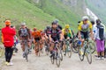 Tour of Italy: Cyclist racing on mountain dirt road Royalty Free Stock Photo