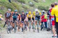 Tour of Italy: Cyclist racing on mountain dirt road Royalty Free Stock Photo