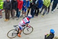 Tour of Italy: Cyclist racing on mountain dirt road Royalty Free Stock Photo