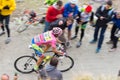 Tour of Italy: Cyclist racing on mountain dirt road Royalty Free Stock Photo