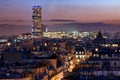 Tour Montparnasse over Paris roofs at dusk