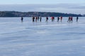 Tour skater group on smooth ice