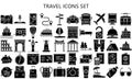 Tour and travel black filled icons set Royalty Free Stock Photo