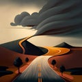 Touralism road, creative digital illustration painting, abstract background