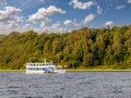 Tourboat sailing on Mariager Fjord in autumn, Nordjylland, Denmark