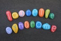 Tourette Syndrome text composed with colored stones