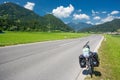 Touring bike on a road in Slovenia Royalty Free Stock Photo