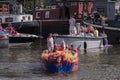 Touring Boat At The Gaypride Canal Parade With Boats At Amsterdam The Netherlands 6-8-2022