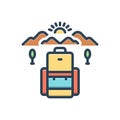 Color illustration icon for Touring, tourism and ramble